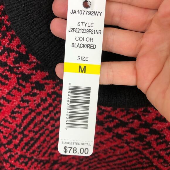 Joseph A Plaid Turtleneck Sweater Red Black Women's Size Medium NWT - Picture 8 of 10